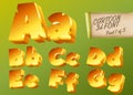 Vector 3D Gold Font in Cartoon Style. Comic Isometric Type. Royalty Free Stock Photo